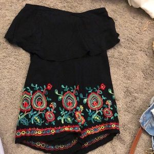 off the shoulder black romper from dillard’s
